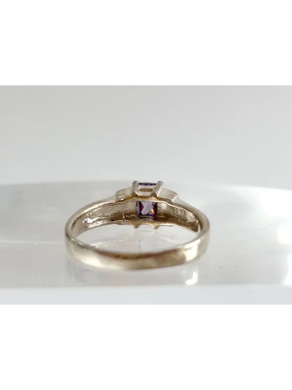 Art Deco Amethyst Gemstone Marcasite Sterling Silver 925 Vintage Ring - sz 9